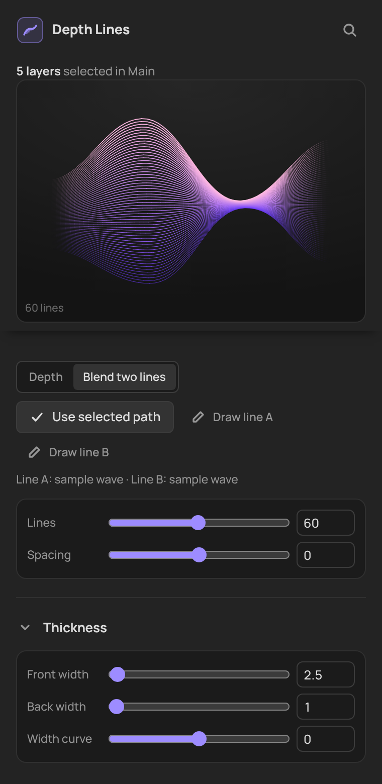 Depth Lines panel