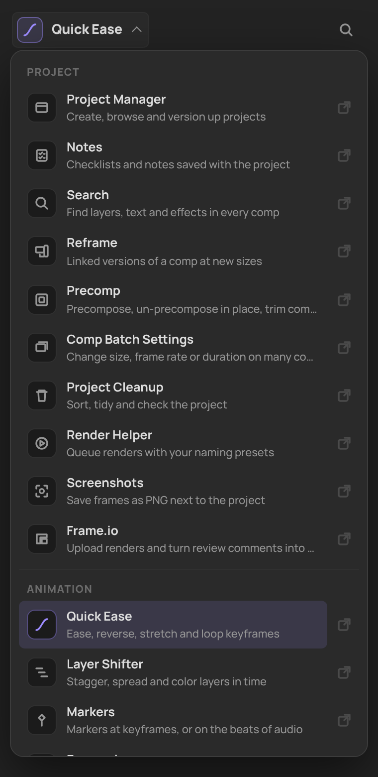 The JL Tools tool menu